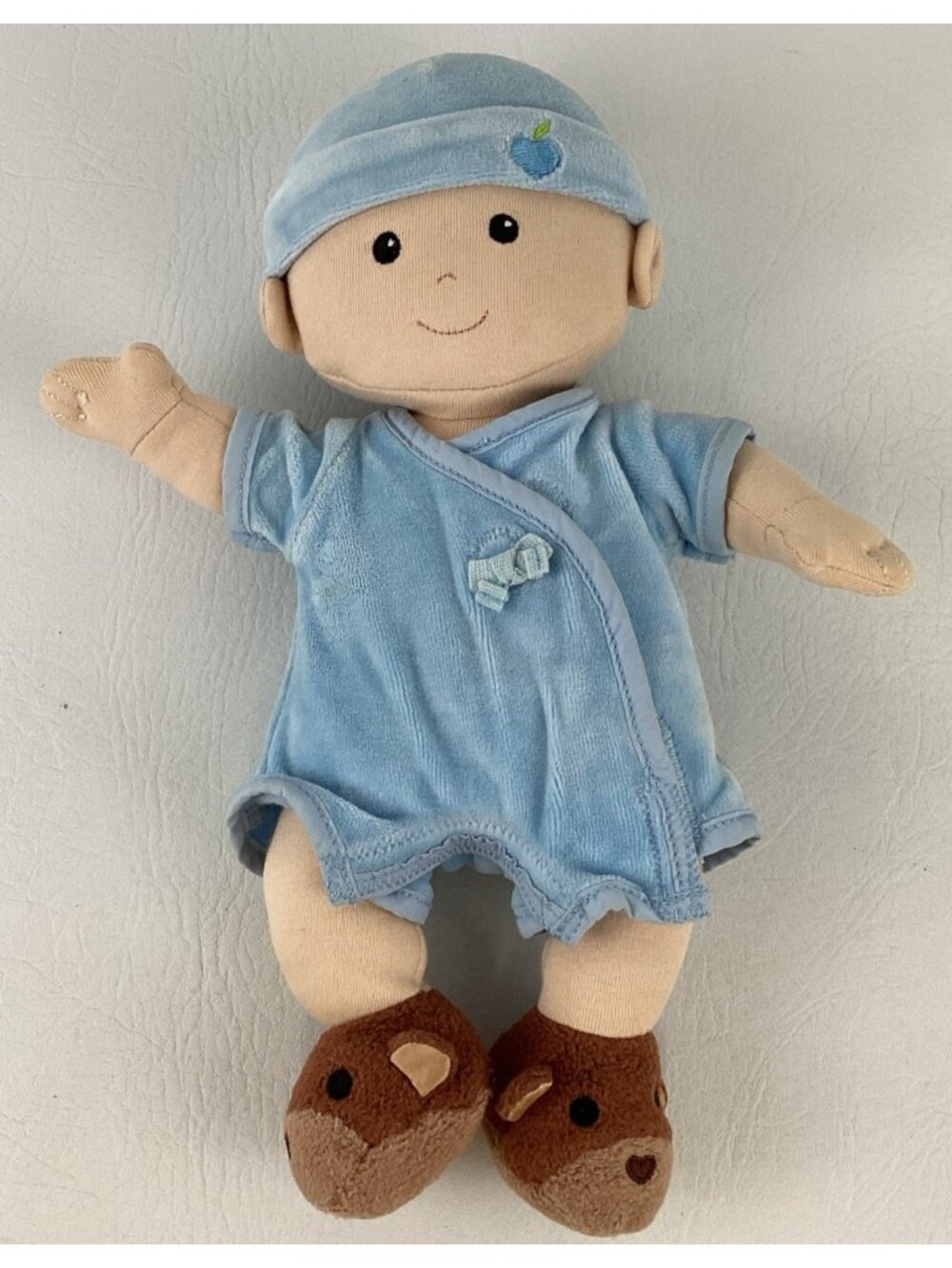 Apple Park Baby Doll Blue Plush Stuffed 13" Boy Organic Cotton Teddy Booties Toy